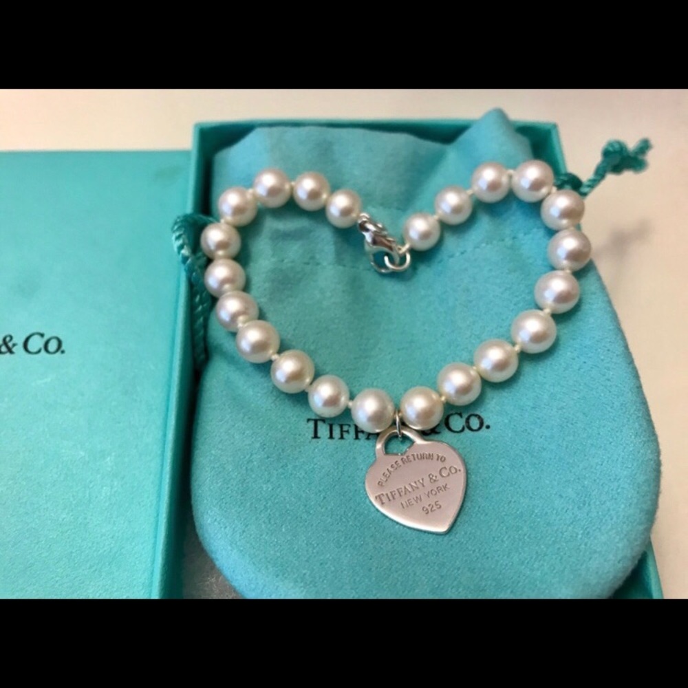Authentic Tiffany Pearl Bracelet with Heart